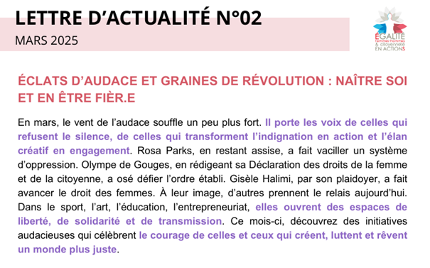 Infolettre EFHCA mars 2025 : En mars, le vent de l’audace souffle un peu plus fort.